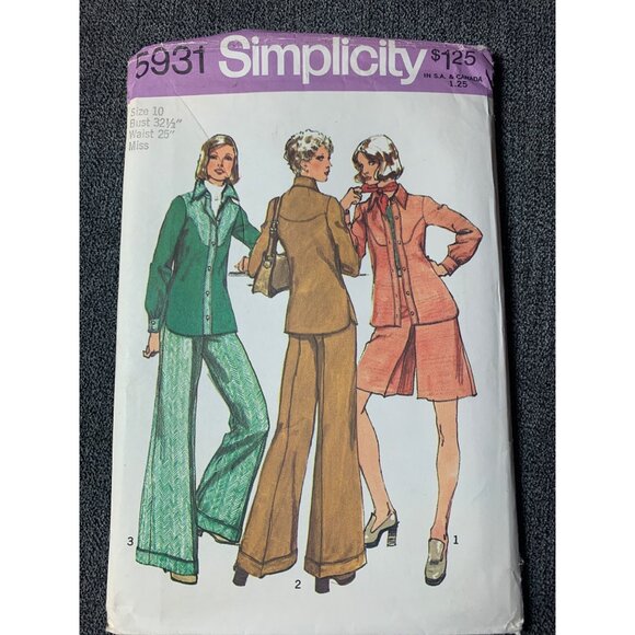 Simplicity Misses Shirt Jacket Short pants Sewing Pattern sz 10 5931 - uncut - Picture 10 of 10